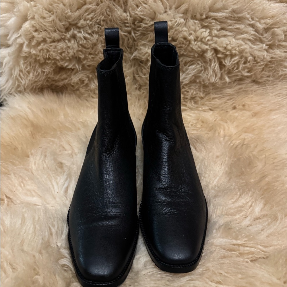 Christy Dawn Real Leather Black Ankle Chelsea Boots Booties - Picture 3 of 10